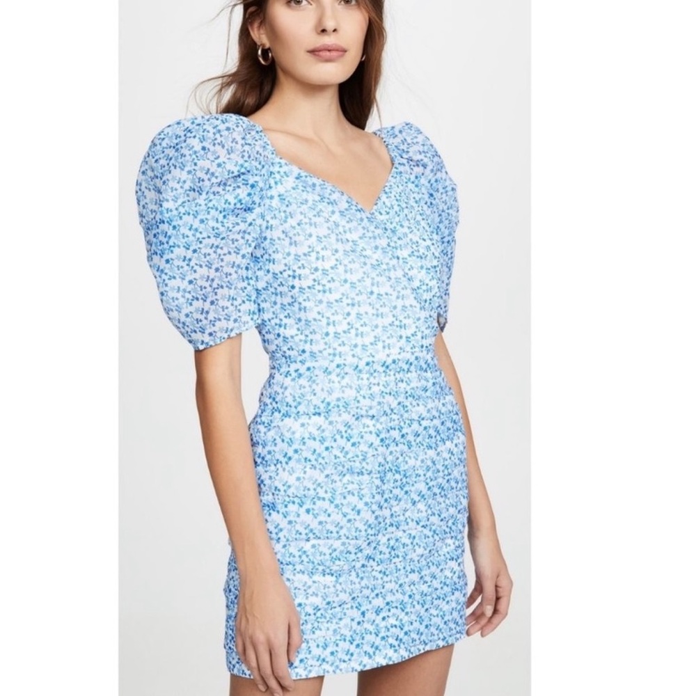 C/meo collective blue puff sleeve dress